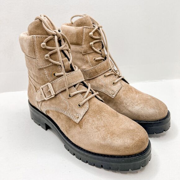 AllSaints Paulina Suede Buckle Boot In Desert Sand Women’s Size 8 - Picture 2 of 15
